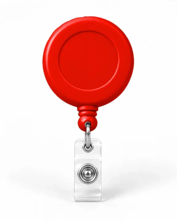 Branded Retractable Badge Reel, Red, front