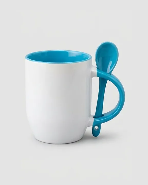 Spoon Mug, Cyan Blue, front