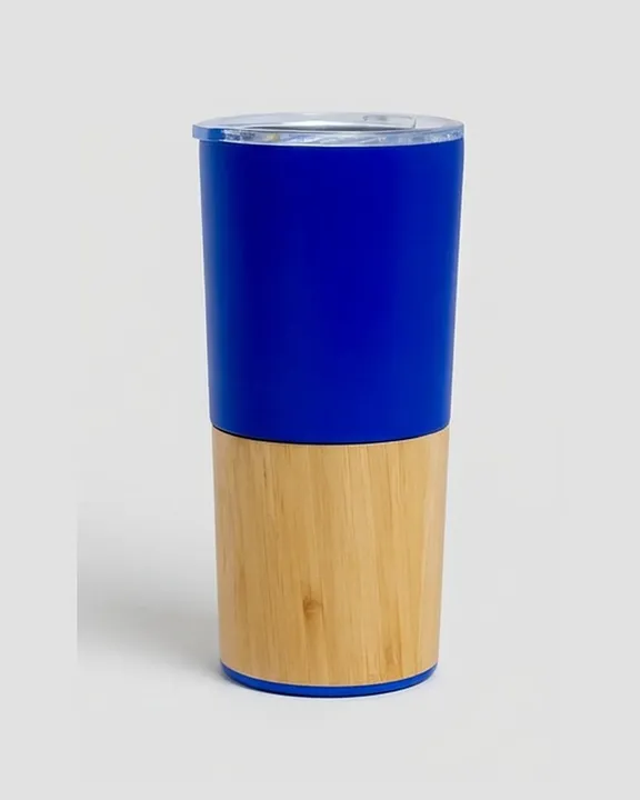 Wooden Thermal Mug 032, 620 ml, Blue, front