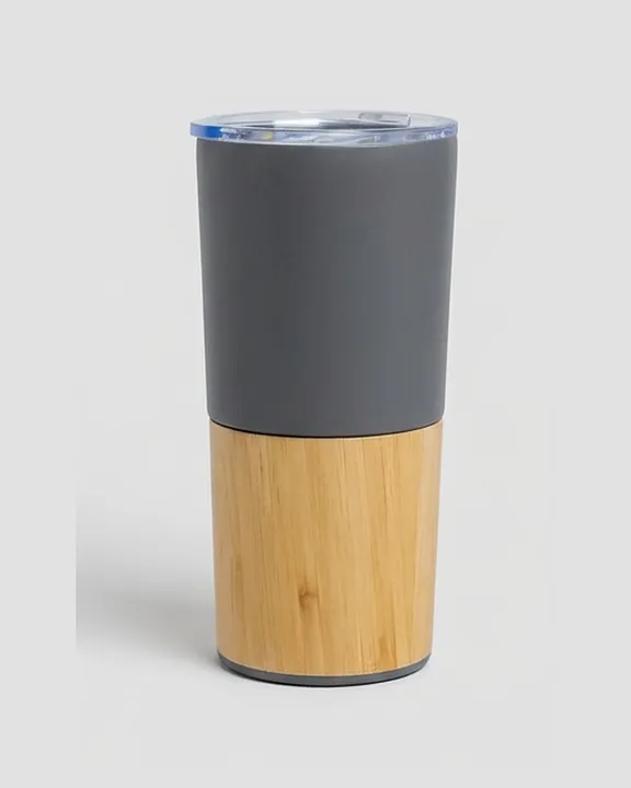 Wooden Thermal Mug 032, 620 ml, Grey, front