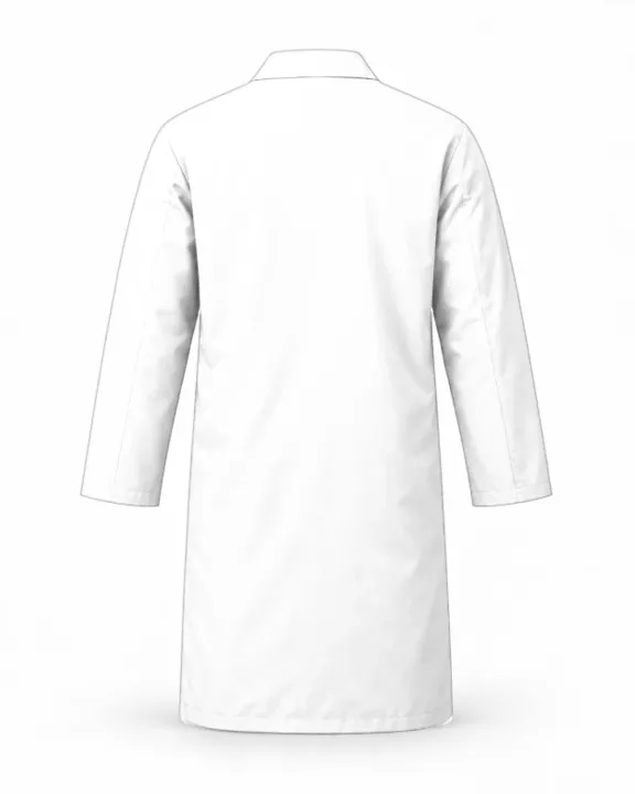 Branded Dust Coat / Lab Coat, White, back
