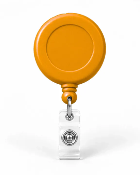 Branded Retractable Badge Reel, Orange, front