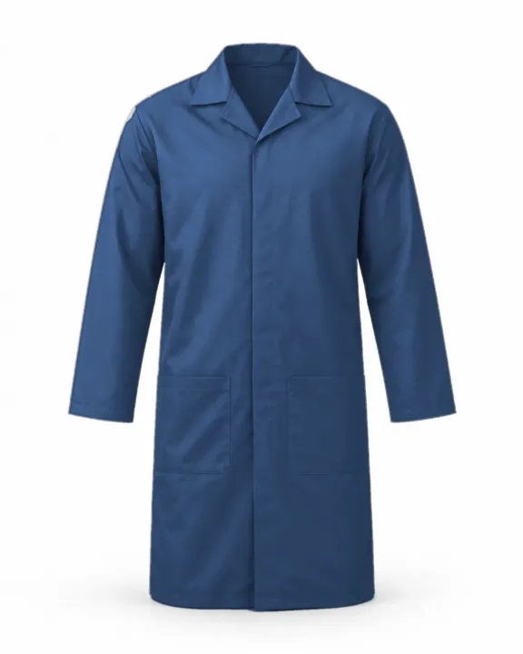 Branded Dust Coat / Lab Coat, Navy, front