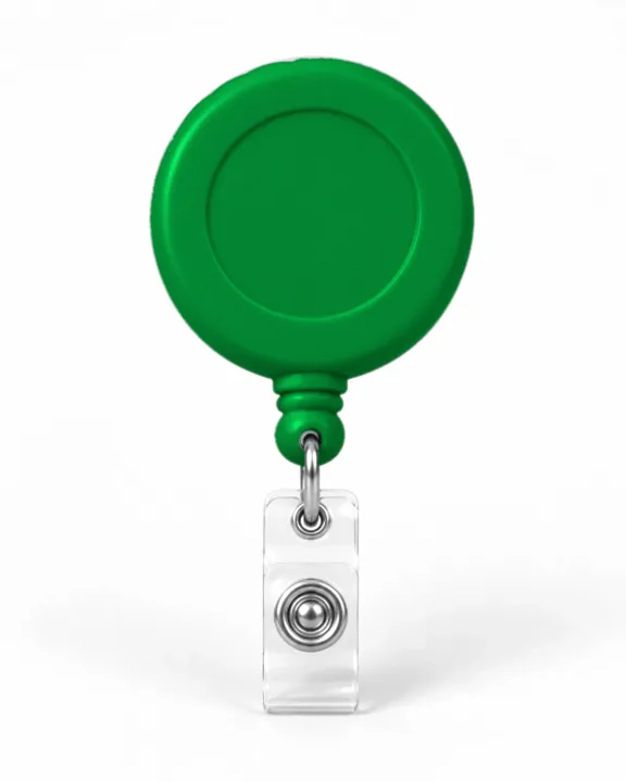 Branded Retractable Badge Reel, Green, front