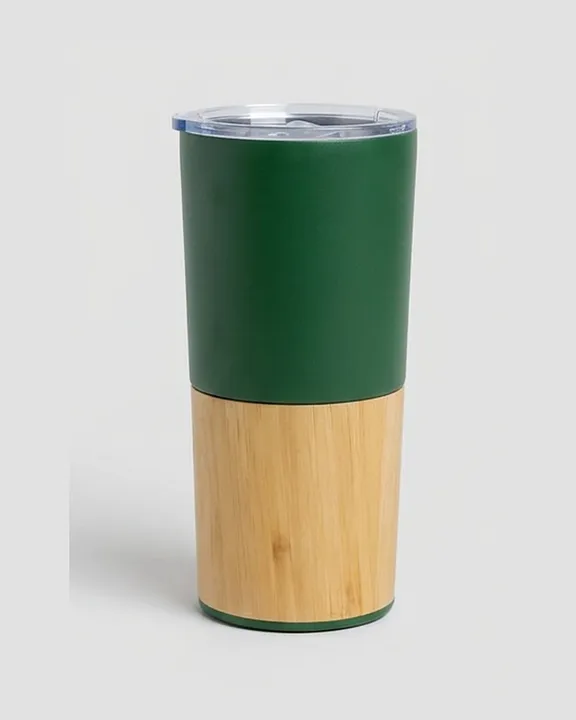 Wooden Thermal Mug 032, 620 ml, Green, front