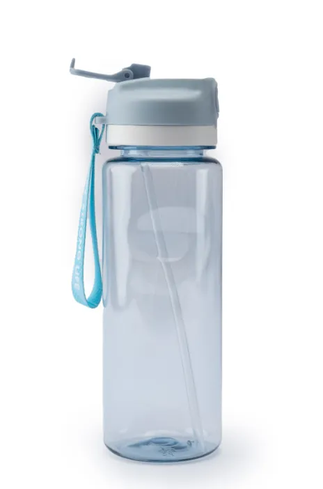 Branded Plastic Sports Water Bottle, Clear blue, front