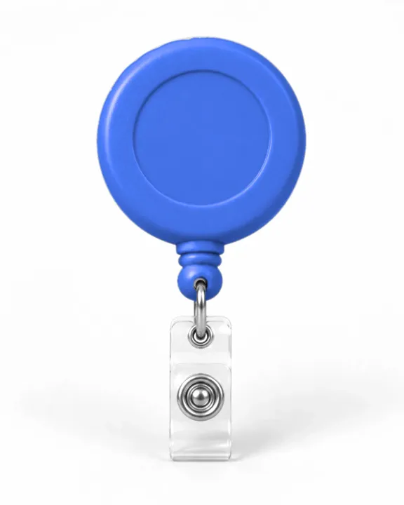 Branded Retractable Badge Reel, Blue, front