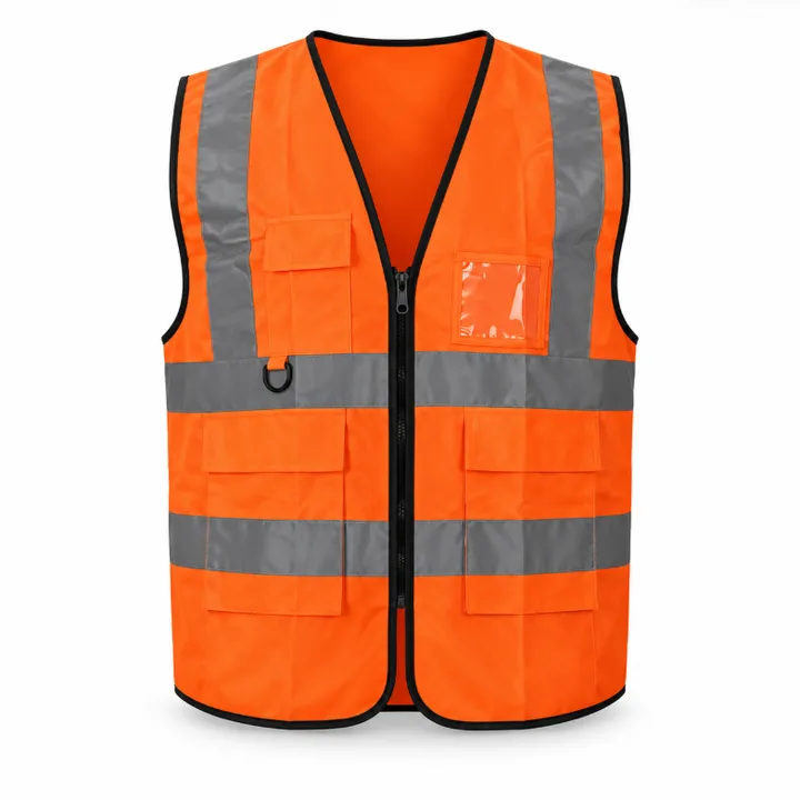 Reflective safety vest, Orange, front