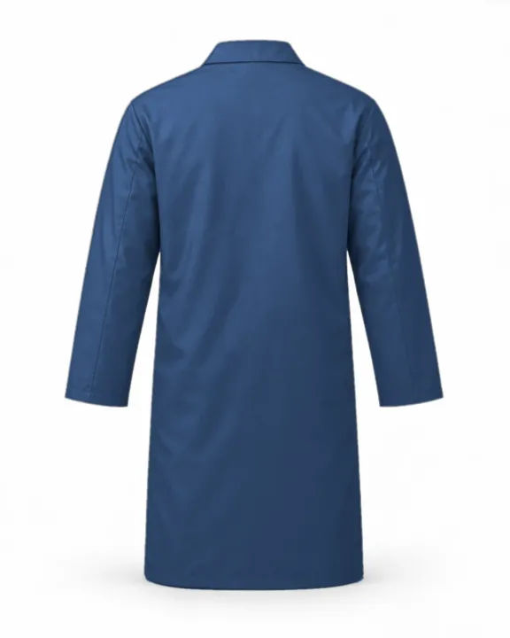 Branded Dust Coat / Lab Coat, Navy, back