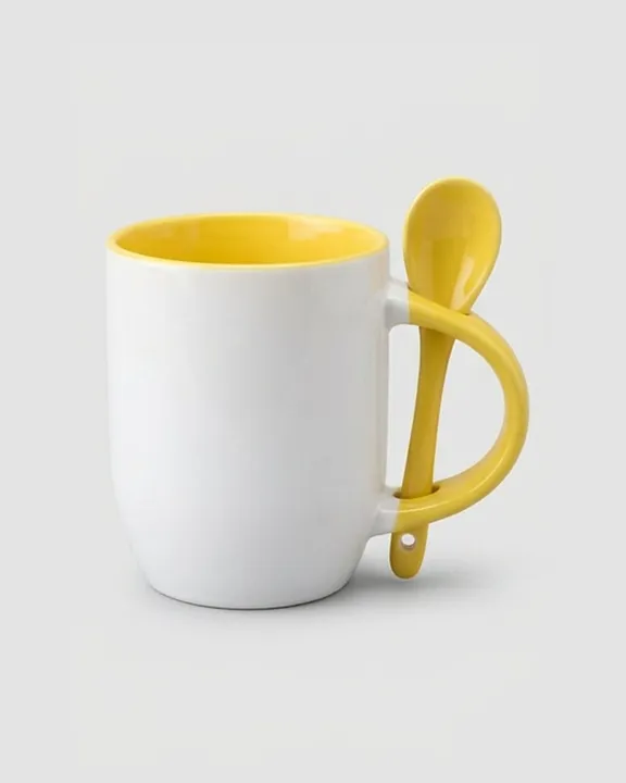 Spoon Mug, Yellow, front