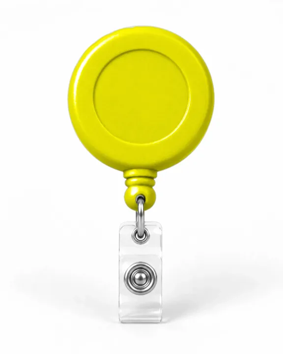 Branded Retractable Badge Reel, Yellow, front