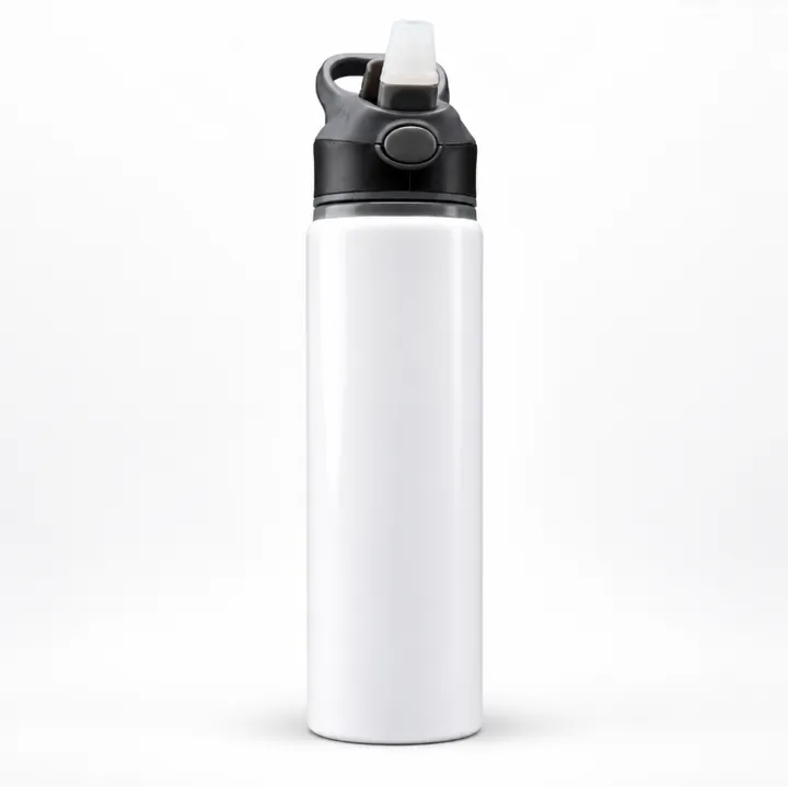 Aluminum water bottle 750 ml, White, front
