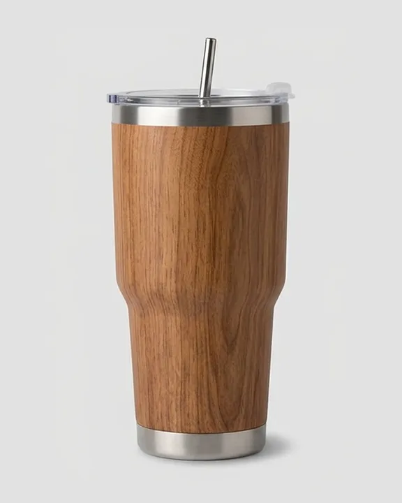 Thermal Mug 007, 850 ml, Wooden, front