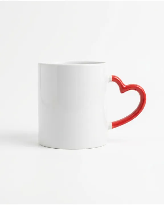 Love Heart-Handle Mug 300ml, White, front