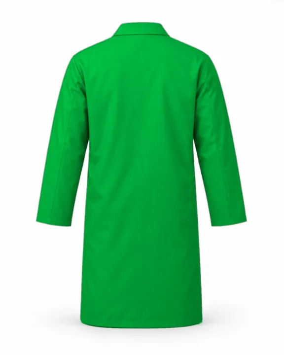 Branded Dust Coat / Lab Coat, Green, back