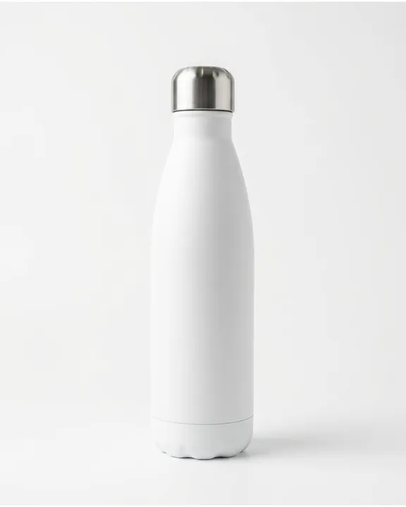 Cola flask with silver lid 500ml, White, front